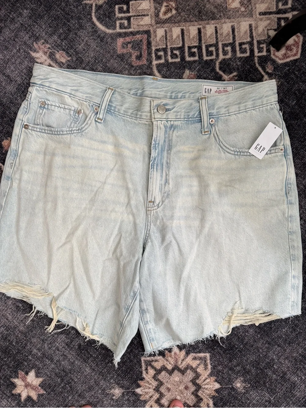 NWT - Gap Mid Rise Loose Denim Bermuda Shorts in Light Wash